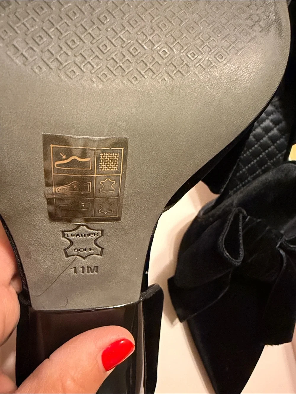Tory Burch Black Velvet Pointed Toe Bow Flats